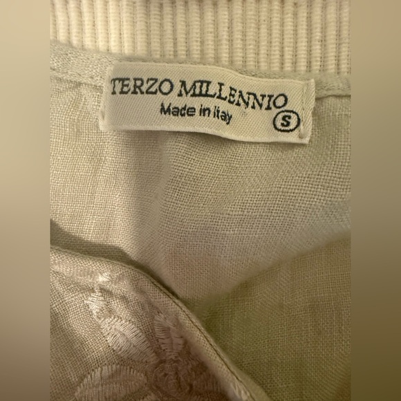 Terzo Millennio Made in Italy Linen Embroidered Sleeveless Dress – Size Small - Picture 8 of 9